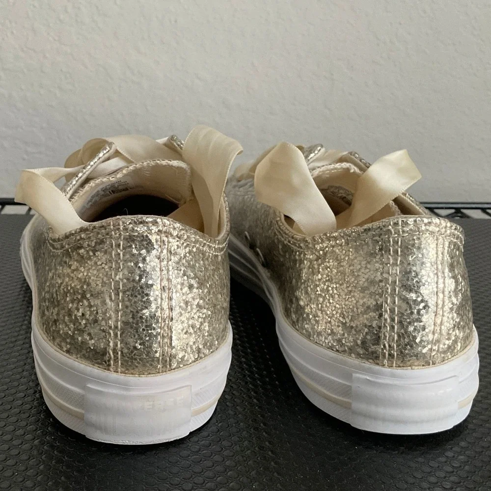 Converse Chuck Taylor All Star Big Eyelet Gold Glitter Ribbon Shoes US 5 662307C